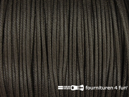 Rol 50 meter katoen wax-look koord 1,5mm donker bruin