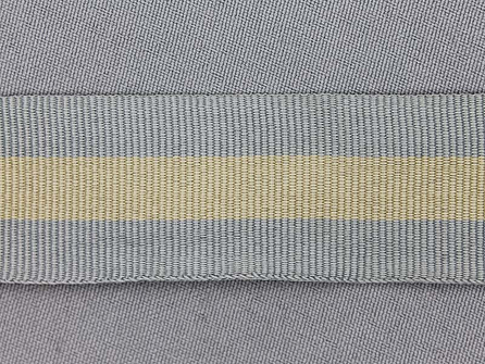 Ripsband met strepen 30mm grijs - beige