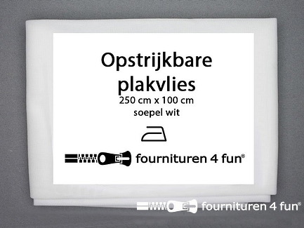 20 stuks opstrijkbare plakvlies 250x100cm - soepel - wit