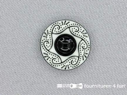 Design knoop 20mm zwart - wit