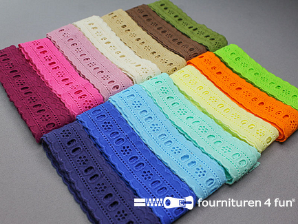 Set broderie kant entredeux 30mm  - 14 x 1 meter - verschillende kleuren