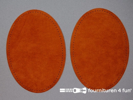 Elleboogstukken / Kniestukken - ovaal - suèdine - 140x100mm - terracotta
