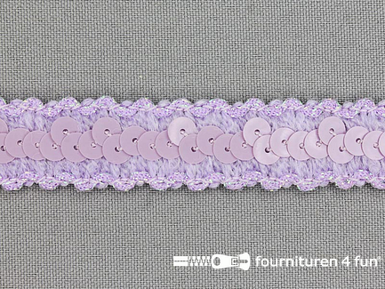 COUPON 8,5 meter (2 stukken, 3,5 + 5 meter) Elastische pailletten band 18mm lila - B-KEUZE
