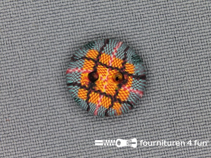Ibiza knoop 15mm groen - oranje - bruin