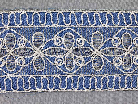 Jacquard band 90mm goud - zilver - wit - jeans blauw