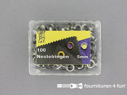 Navulling Ringen en schijven - 5mm - zilver - 100 stuks - zonder gereedschap