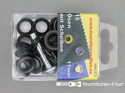 Ringen en schijven - 11mm - zwart brons - 15 stuks