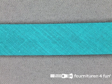Rol 25 meter katoenen biasband - 18mm - turquoise