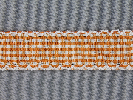 Ruitjes kant 23mm oranje