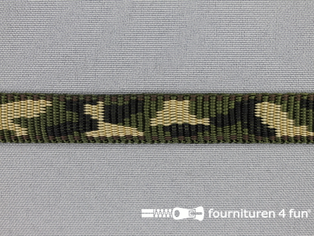 Geweven halsband camouflage 15mm groen