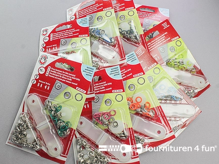 Set 9 x Baby drukknopen - 9,7mm - verschillende kleuren - totaal 135 drukkers
