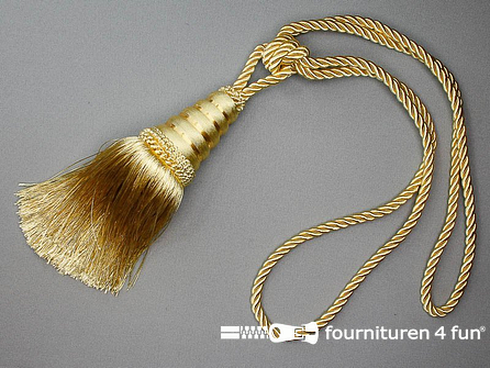 Gordijnkwast 200mm met koord ecru goud