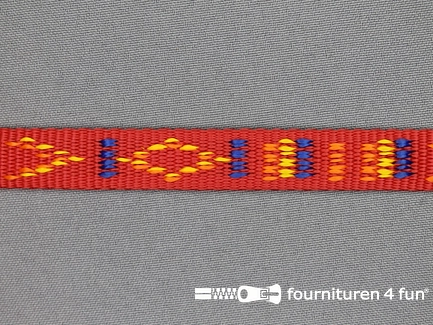 Geweven halsband - aztec motief - 15mm - rood