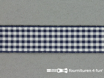Ruitjes lint - 18mm - marine blauw