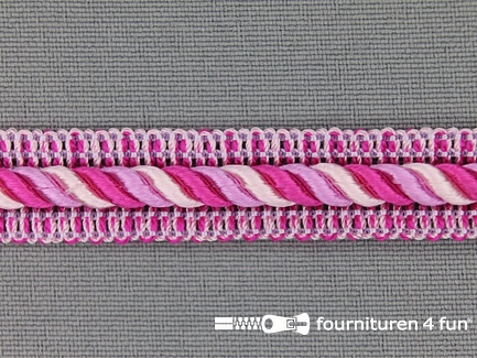 COUPON 28 meter (2 stukken, 25 + 3 meter) Meubel - paspelband multicolor 12mm fuchsia - roze