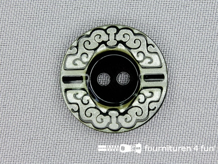Design knoop 25mm zwart - wit