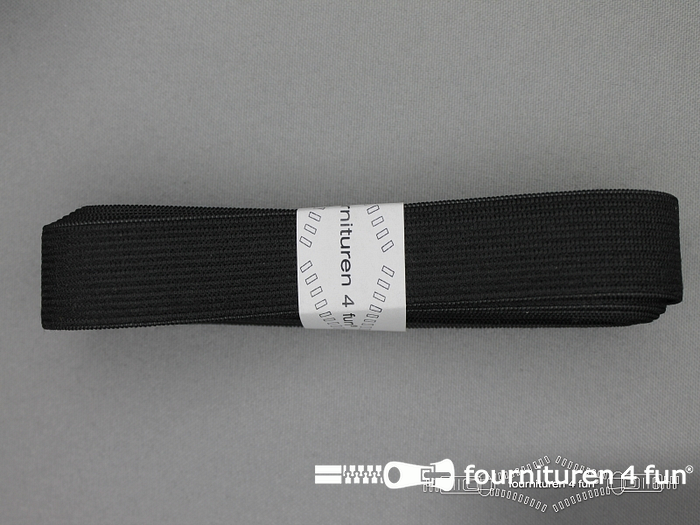 2 Meter band elastiek 25mm - middel - zwart kopen? Fournituren4fun®