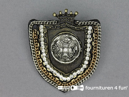 Insigne - met speld - 43x50mm - zwart - zilver - brons