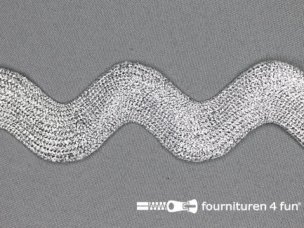 COUPON 5,9 meter (5 stukken, 1 + 0,7 + 1,8 + 1 + 1,4 meter) Zigzag band zilver XXL 40mm 