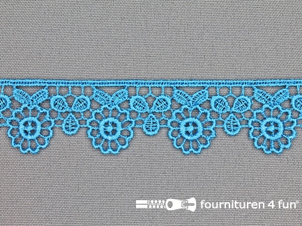 Nylon broderie 25mm aqua blauw