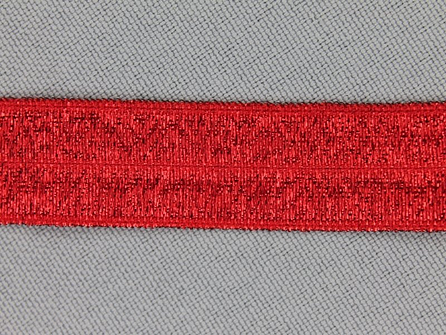 Rol 25 meter elastische lurex biasband 16mm rood