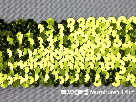 Kaart 20 meter elastische pailletten band 46mm olijf groen