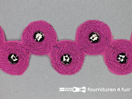 Strass stenen band 45mm fuchsia roze