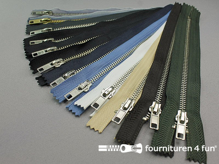 12 stuks metalen broek ritsen - 18cm - assortiment