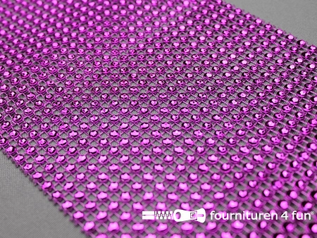 Strass band 115mm mini-cirkels fuchsia roze