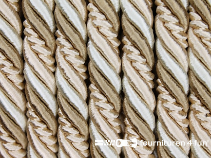 COUPON 1 meter Multicolor meubelkoord 10mm beige - ecru