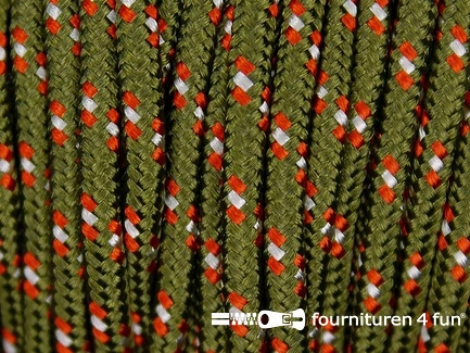 Multicolor koord 3mm leger groen - rood - wit