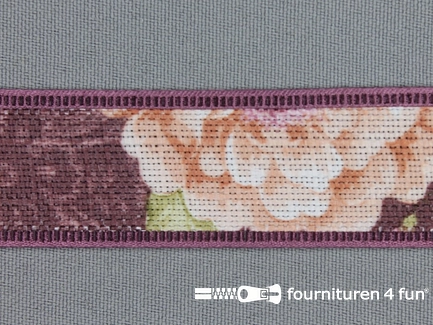 Vintage lint 25mm multicolor paars roze