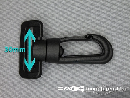 Kunststof musketon 30mm zwart
