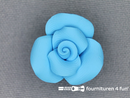 Bloemen knoop 10mm roosje aqua blauw