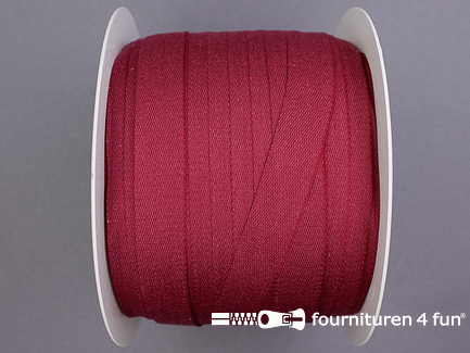 Rol 100 meter katoenen keperband - 14mm - bordeaux 