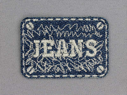 Applicatie 60x40mm 'Jeans' blauw - zilver