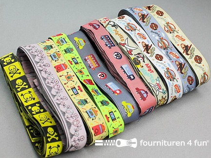 Set deco lint - 10 x 2 meter - kinderbandjes - verschillende kleuren en motieven