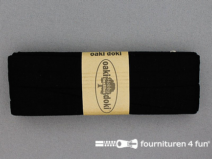 Oaki Doki Tricot biaisband - 20mm x 3 meter - zwart (100)