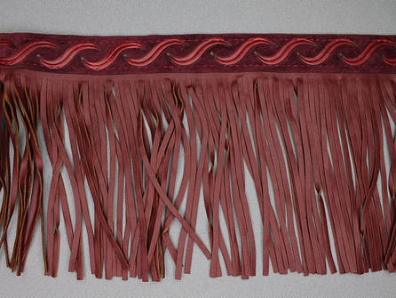 COUPON 1,25 meter Skai franje 135mm bordeaux - B-KEUZE