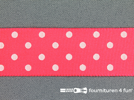 Bolletjes lint 24mm neon roze