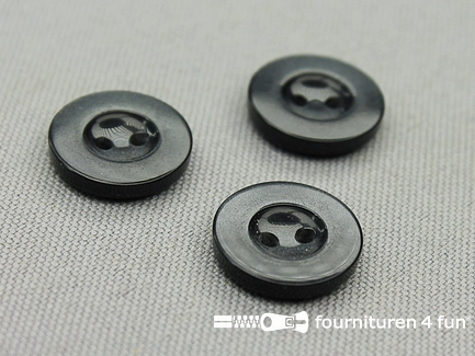 Kunststof design knoop - 15mm - antraciet zwart