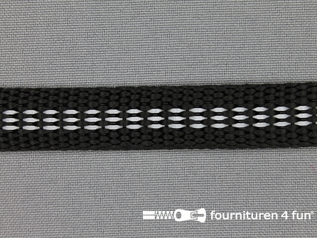 Geweven halsband reflectie binnenkant 15mm zwart