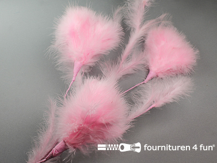 RESTANT 7 stuks veren bloemen - baby roze - B-KEUZE