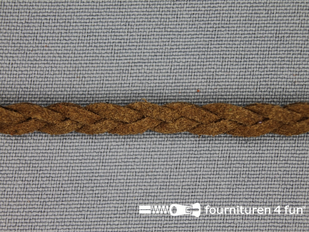 Suede gevlochten band 6mm donker camel