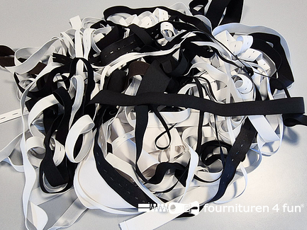 RESTPARTIJ - Circa 30 meter elastiek - assortiment - meerdere soorten en maten