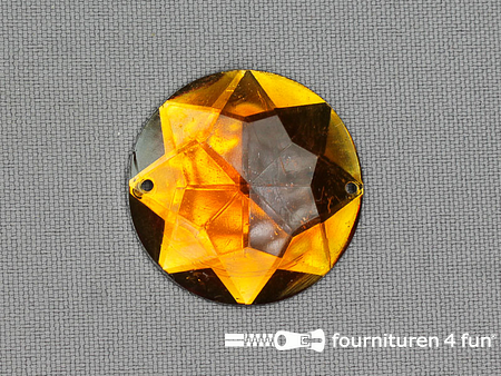 5 stuks Strass stenen rond 30mm oranje-geel