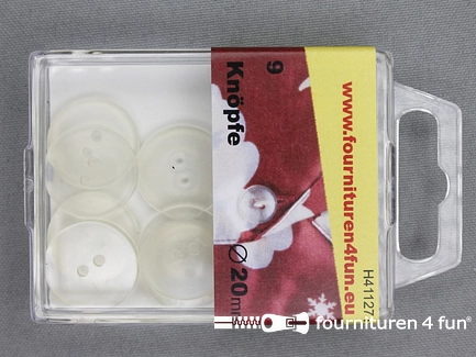 Transparante knopen 20mm rond 9 stuks