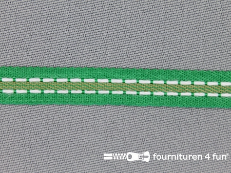 Modern band 8mm stippellijn groen - beige