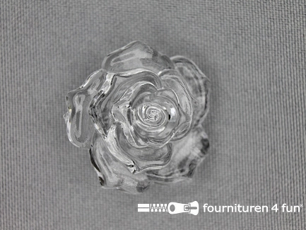 Bloemen knoop - 30mm - roos - transparant