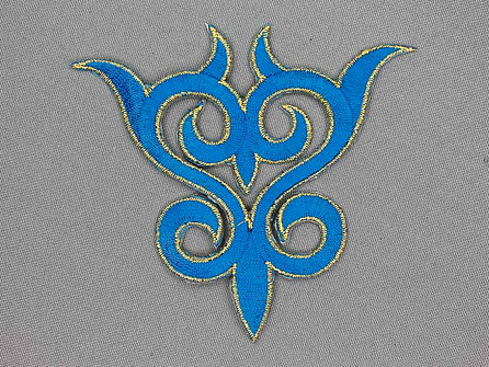 Goud - aqua blauw barok applicatie 93x99mm 